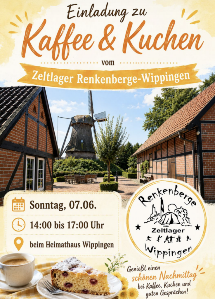 Einladung zu Kaffee und Kuchen an der Mühle