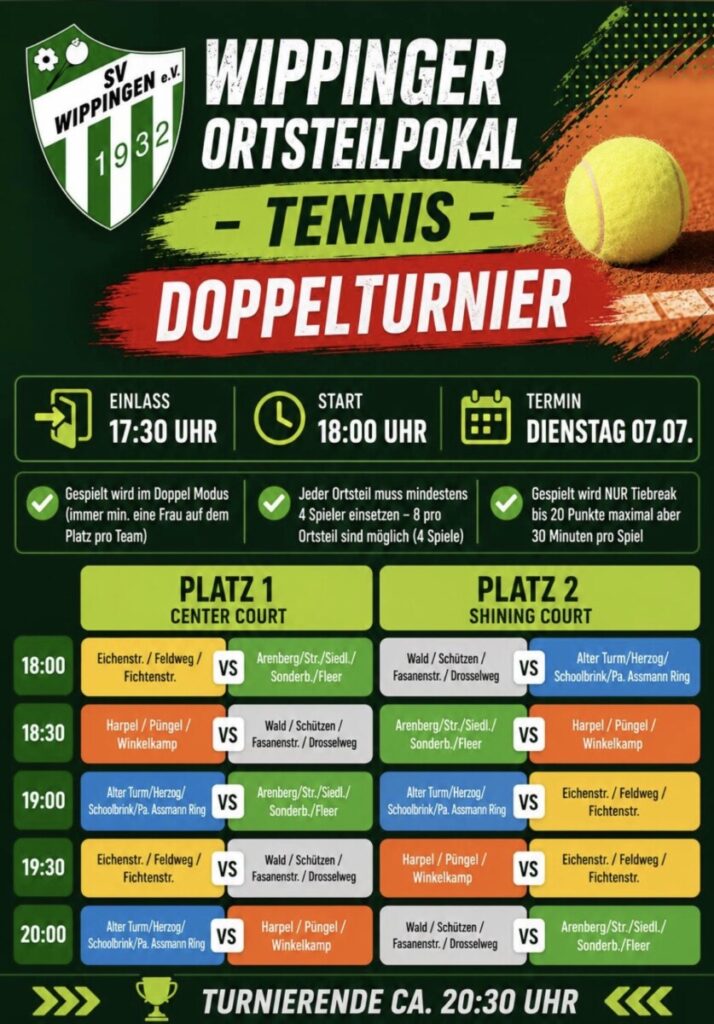 Ortsteilpokalwoche: Heute Tennisturnier