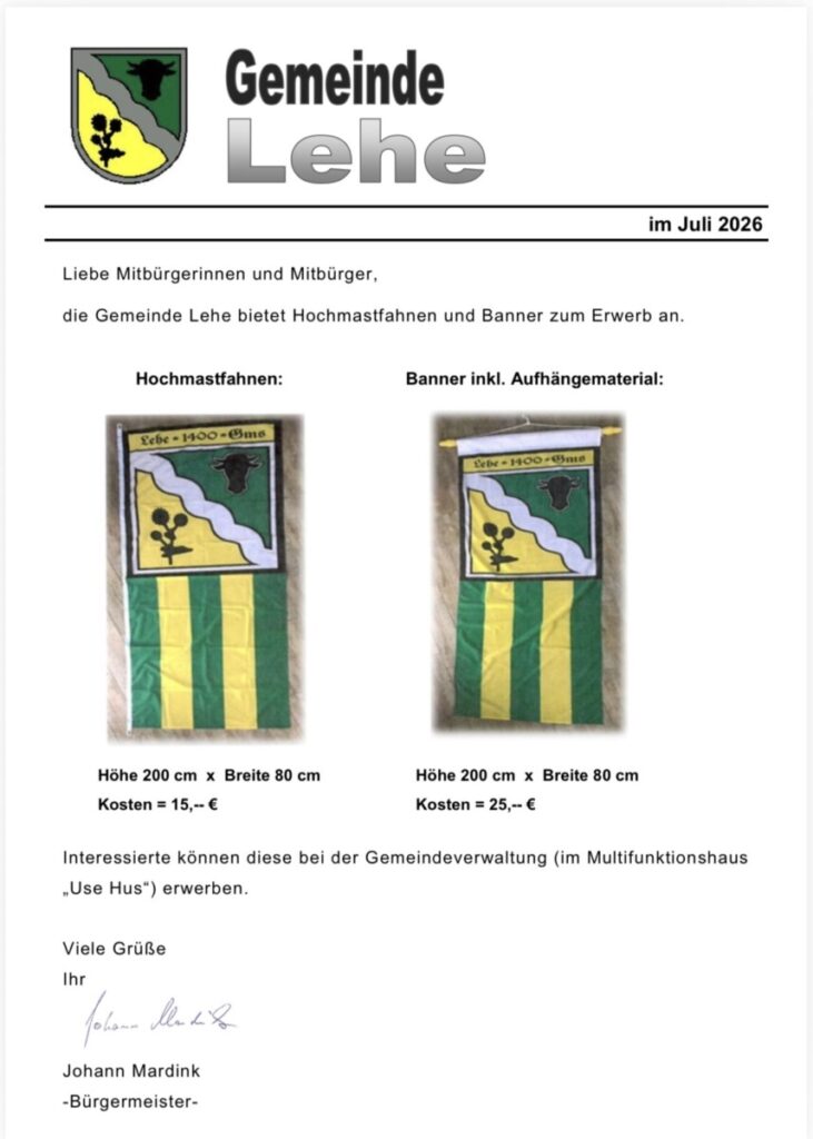 Leher Fahne mit Wappen