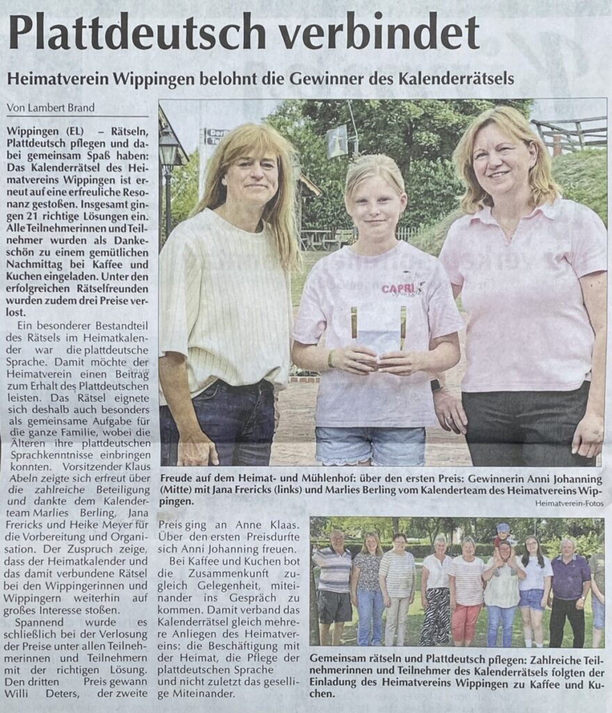 Heimatverein: Gewinner des Kalenderrätsels erhielten Preise