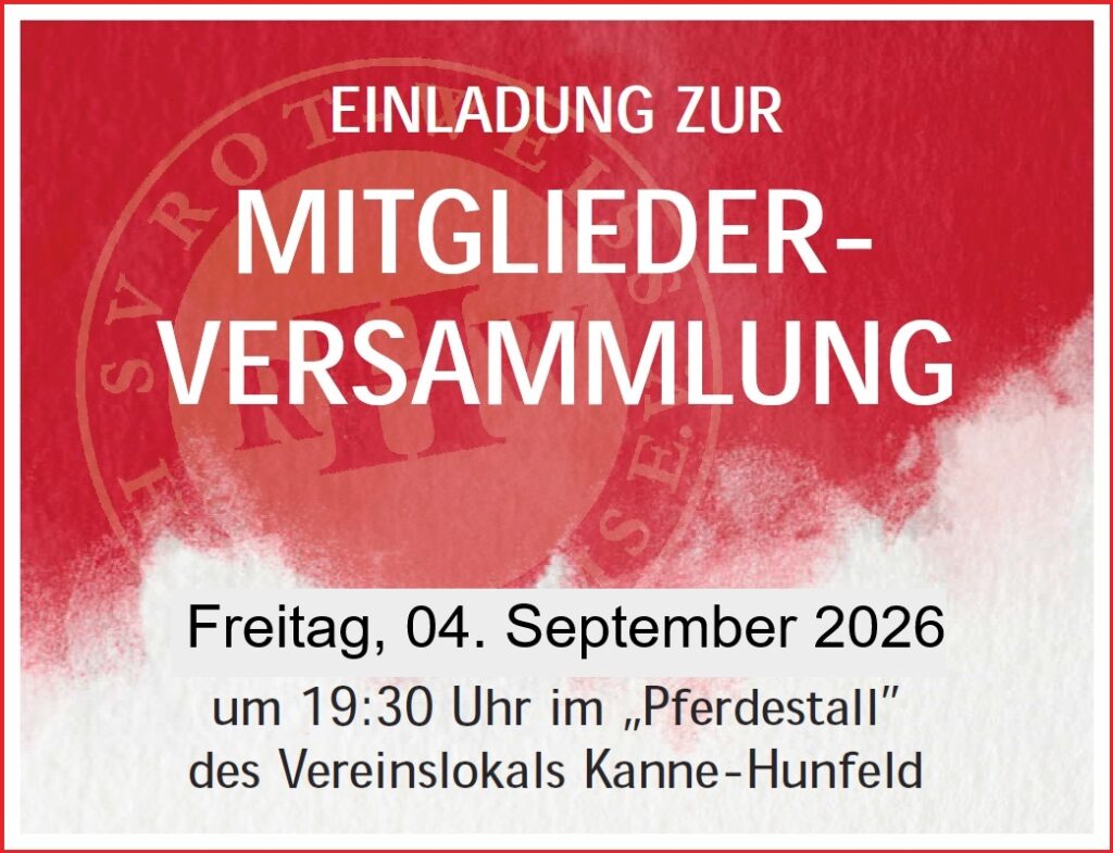 SV Rot-Weiß Heede lädt zur Mitgliederversammlung am Freitag, 04.09.2026,