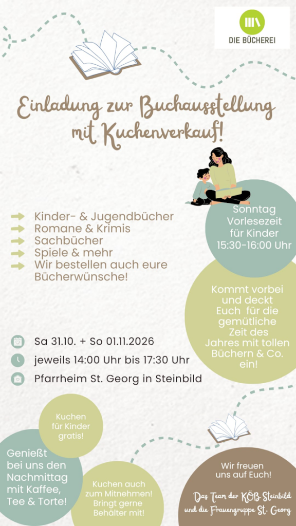 Buchausstellung mit Kaffee und Kuchen am 31.10.26 und 1.11.26